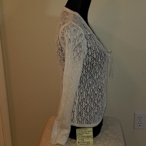 🌍#819 NWOT Columbia PS White Eyelet Cotton Cardigan - Picture 16 of 16